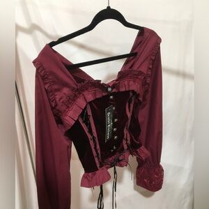 Scarlet Darkness Elegant Burgundy Women's Top